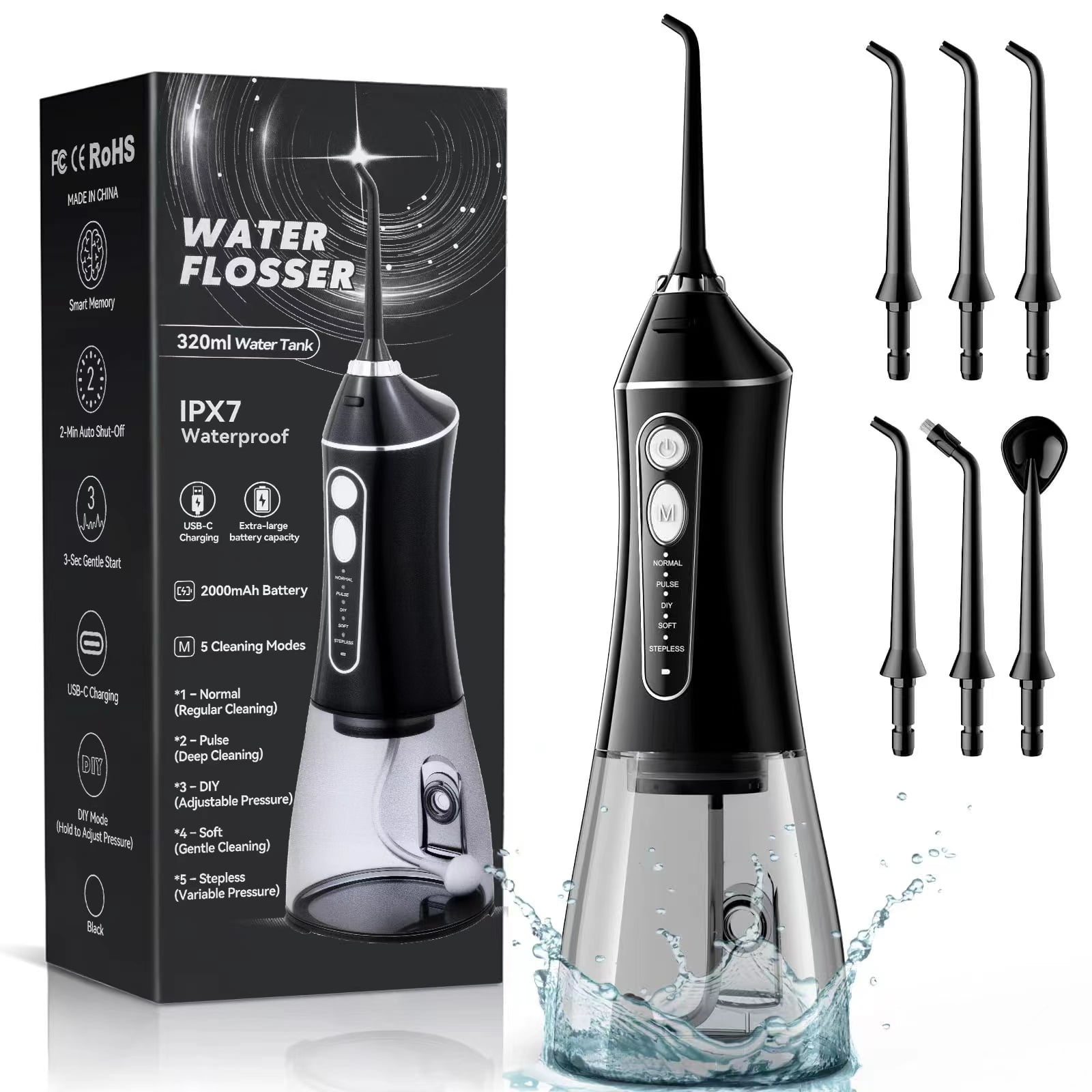 Hangsun Water Flosser, Cordless Oral Irrigator HOC700, 300ML, 4