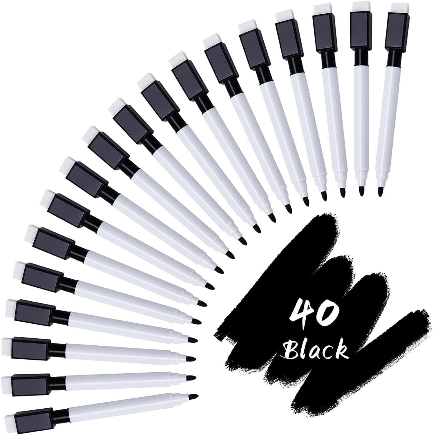 Reton 40-Piece Black Dry Erase Markers with Magnetic Caps photo 1