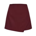 thumbnail image 5 of PiGOGI Women's Zipper Irregular Skirt Shorts Solid Color Casual Summer Divided Skort with Pockets Wine XL, 5 of 8
