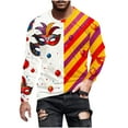 thumbnail image 2 of Amzcrzy Sudadera Para Hombre, Moda Para Hombre, Estampado De Carnaval, Blusa De Manga Larga Y Cuello Redondo, Beige, S, 2 of 5