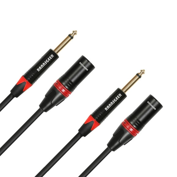 Cable Pro-Audio Rannsgeer 1/4 TS a XLR macho de 30 cm, paquete de 2