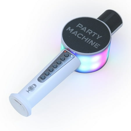 The Singing Machine Party Microphone Instrument with Bluetooth and Voice Changers, White