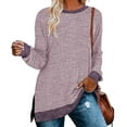 thumbnail image 2 of fheaev Blouses for Women Casual Sweatshirt Solid Color Round Neck Loose Long Sleeved Tops Basic Tee Pullover Fall Sweater T Shirts Tops Blouses Fashion Clothes 2024, 2 of 6