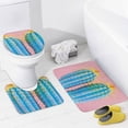 thumbnail image 4 of Shower Curtain 4 Piece Set Colorful Blue Succulent Bath Mat U-Shaped Floor Mat Toilet Lid Oval Rug Blue Botanical Watercolor 12 Hooks for Bathtub Decor 72inch X 72inch, 4 of 8