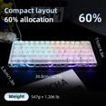 thumbnail image 3 of 61 Keys Mechanical Keyboard, 60% Layout, Hollow Shell in 6 Colors, RGB Backlit, Full N-Key Rollover, Hot-Swappable Linear Red Switch, Backlit PBT Keycaps, 3 of 9