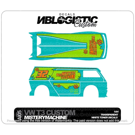 VW T3 Custom Universal WaterSlide Decal for hot wheels 1/64 Scale 0a2