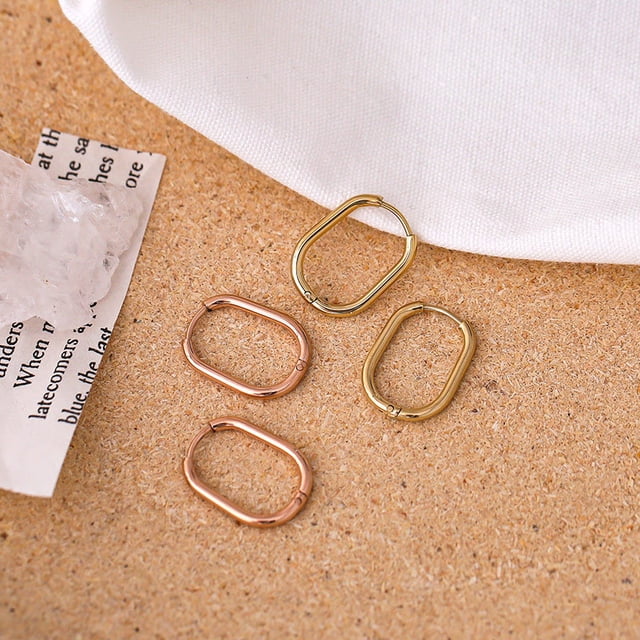 Boucle d'Oreille Carrée Cercle Simple et Petite, Boucles d'Oreilles Rétro Tendance pour Femme, Ensemble de 2 Paires