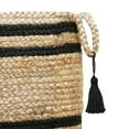 thumbnail image 6 of LR Home Woven Round Jute 19" Storage Basket with Handles, Black Double Stripe, 6 of 8