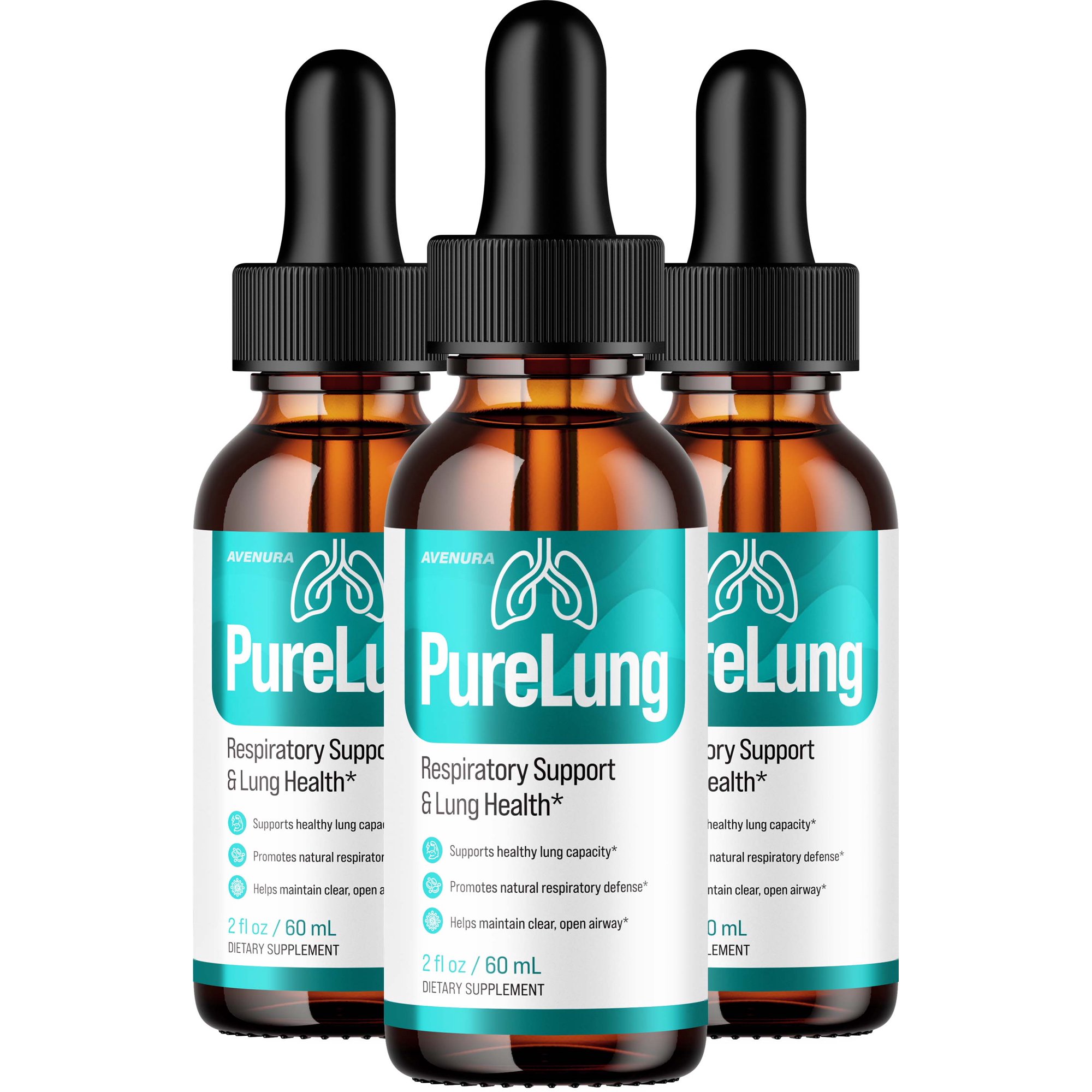 PureLung Liquid Drops – Pure Lung Natural Blend Advanced Formula, 3 Pack, 3 Month Supply