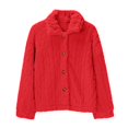 thumbnail image 5 of Breezora Women's Reversible Fleece Coat Winter Warm Stand Collar Button Down Twisted Design Jacket XS Size Red, 5 of 9
