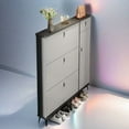 thumbnail image 1 of SOCE041 - Armoire à Chaussures Mince pour Entrée avec Rangement Rabattable - Gris (120 x 24 x 120 cm), 1 of 3