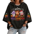 thumbnail image 2 of Thanksgiving Shirts for Women Happy Hallothanksmas Halloween Christmas 3/4 Sleeve Hooded Sweatshirt Graphic Tee Tops, 2 of 4
