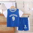 thumbnail image 2 of Ulanda Unisex Girls Boys Basketball Outfits 2 Piece Quick Dry Breathable Short Sleeve Tops and Elastic Waist Shorts Clothing Sets (Blue, 5-6 Years), 2 of 3