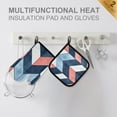 thumbnail image 4 of Yayeee Oven Mitts and Pot Holder Set of 2 Heat Resistant Kitchen Gloves Baking Hot Pad, Blue Geometric, 4 of 5