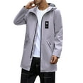 thumbnail image 3 of QHFBli Mens Long Trench Coat Men's Slim Fit Mid-Length Anorak Jacket Hooded Windproof Trench Coat for Grey XXXL, 3 of 9