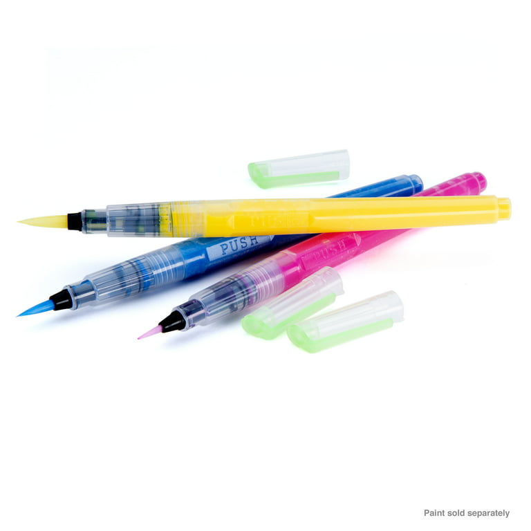 Royal & Langnickel - Essentials Aqua-Flo Clear Plastic Refillable Round  Paint Brush Pens, 3pc