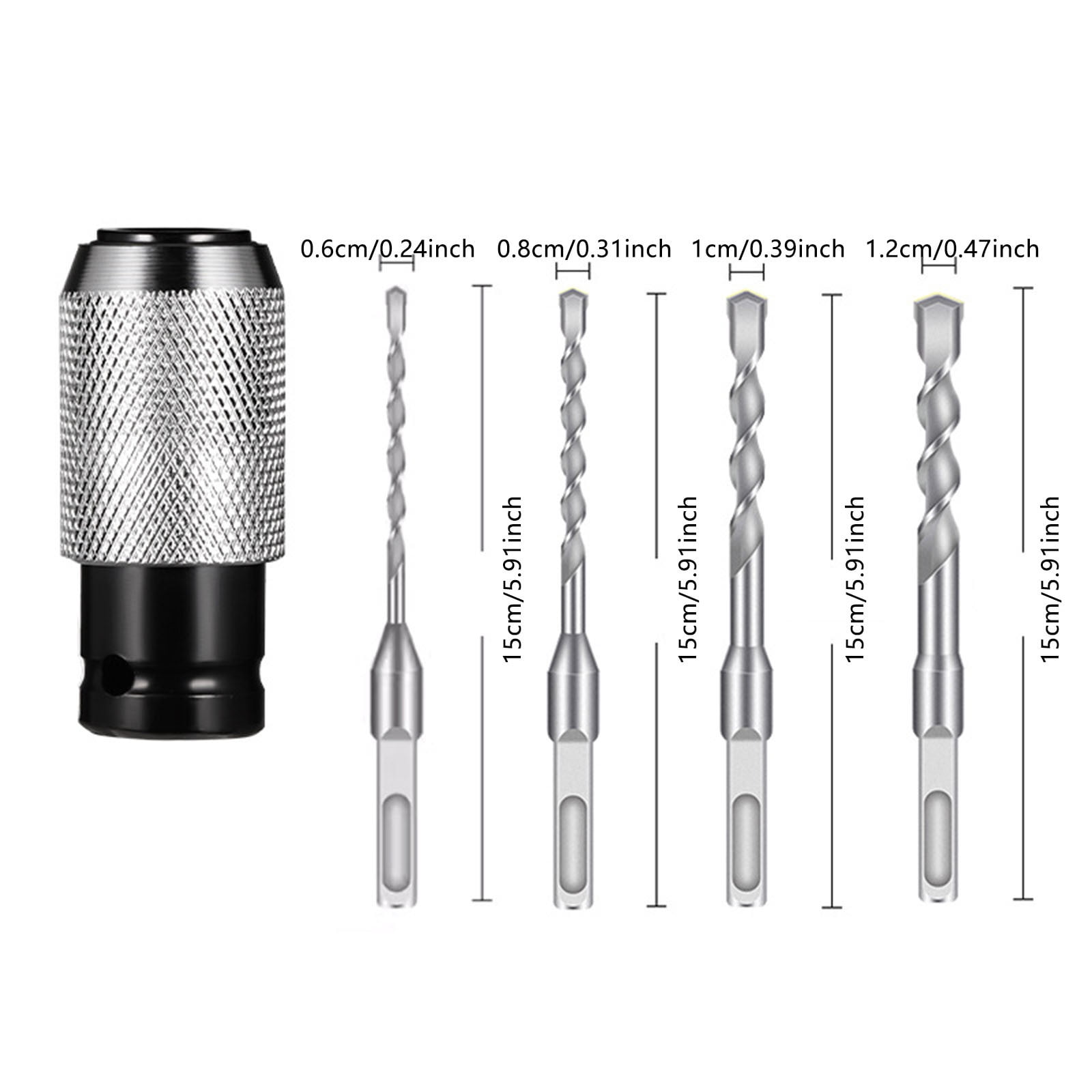 Rotary Hammer Adapter with Impact Drill Bits Set, 5PCS Multi-functional Electric Hammer to Drill Converter with Adapter and 4 Hammers Bits, Quick Release Adapters Converter for Drills Wrench