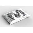 thumbnail image 2 of Ambesonne Letter M Pillow Sham 2 Pack, Stack of Soccer Balls, 36"x20", White Charcoal Grey, 2 of 3