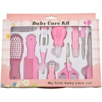 Roofei Baby Grooming Kit, 10PCS Newborn Baby Care Accessories Set, Portable Nursery Infants Care Kit with Scissors Manicure Ideal for Travelling & Home Use - Pink