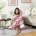 thumbnail image 4 of Wearable Blanket,Pink Butterfly Red White Wing Pattern Hooded Wearable Flannel Blanket for Adults & Teens,Winter Poncho Shawl Wrap Cape Cozy Anti-Pill,60"x80", 4 of 5