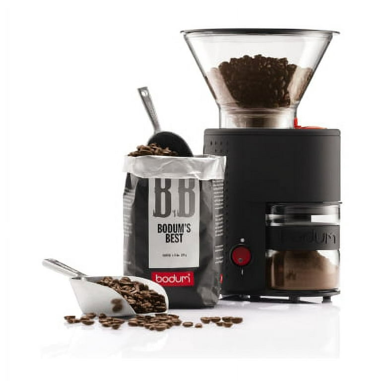 Bodum Bistro Burr Coffee Grinder, 1 EA, Black & Pour Over Coffee Maker with  Permanent Filter, 1 Liter, 34 Ounce, Black Band