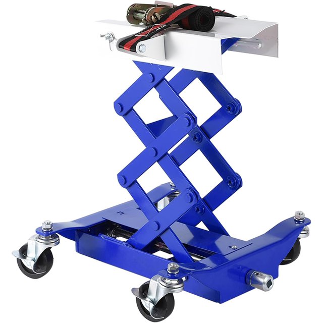 Royalbelle Cric de Transmission Profil Bas Capacité 450 LBS avec Sangles de Sécurité, Cric de Levage Robuste pour Réparation Auto avec 4 Roues pour Petits Véhicules, Bleu