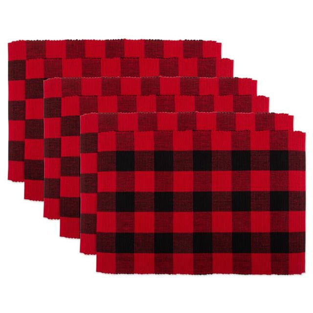 Design Imports CAMZ11249 Red Buffalo Check Ribbed Placemat - Set of 6
