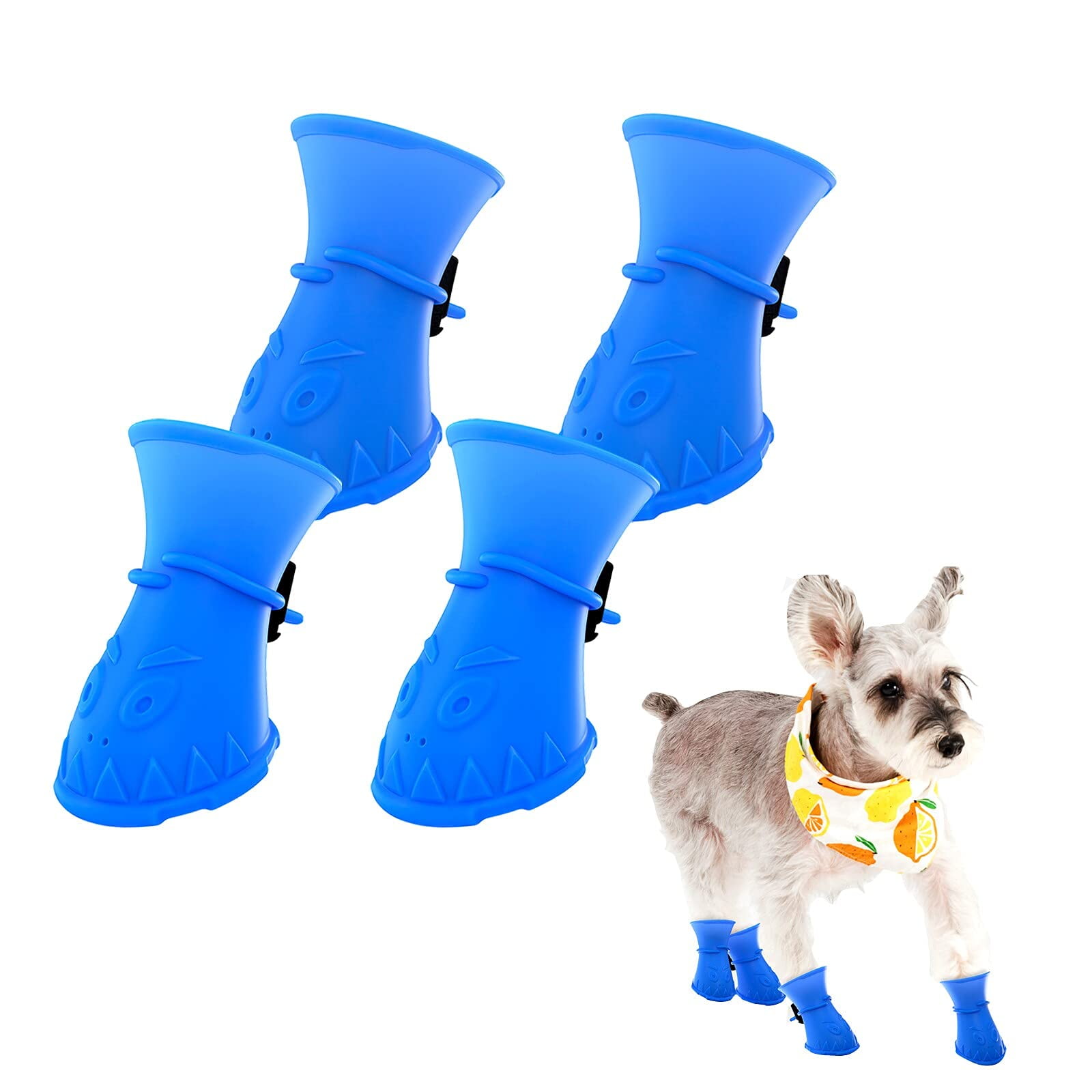 Powiller 4PCS Silicone Dog Boots for Dogs, Rubber Waterproof AntiSlip