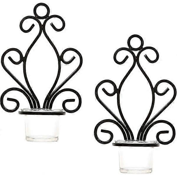 Set of 2 Iron Angel Wall Candle Holders Tealight Holders 19.5 cm High Perfect Gift for Spa Aromatherapy