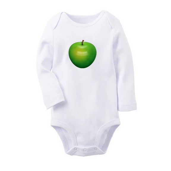 Fruit Apple Image Print Cute Rompers, Newborn Baby Unisex Bodysuits, Infant Jumpsuits, Toddler 0-12 Months Kids Long Sleeves Oufits (White, 6-12 Months)