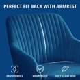 thumbnail image 3 of Cozy Castle Velvet Accent Chairs Set of 2, Upholstered Dining Chairs for Living Room, Dining Room, Bedroom, Mid Century Modern Vanity Chair with Metal Legs and Ergonomic Backrest, Blue, 3 of 7