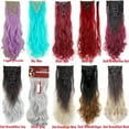 thumbnail image 2 of LELINTA Women 24" Long Curly Full Head Clip in Synthetic Hair Extentions 8 Piece 18 Clips Black Brown Blonde, 2 of 5