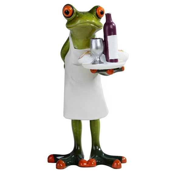 FC Design 6"H Frog Chef Wine Serving Statue Funny Animal Figurine Statue Sculpture Ornament Decoration Home/Room Decor and Unique Gift Ideas for Housewarming, Holidays and Birthdays