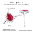 thumbnail image 5 of Rosec Jewels Lab Grown Ruby Ring with Diamond Halo for Women - 2.9 Carat - AAAA Grade Certified, 925 Sterling Silver, US 4.00, 5 of 8