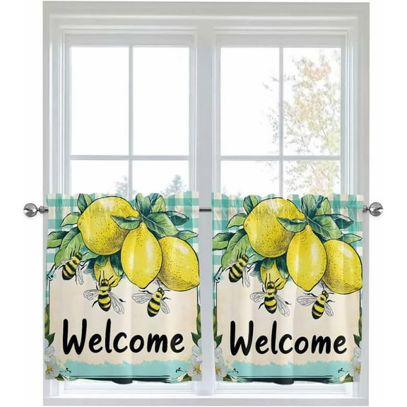Lemon Tier Curtains 55W x 36L Inch