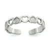 Real 14kt White Gold Polished Hearts Toe Ring; for Adults and Teens; for Women and Men