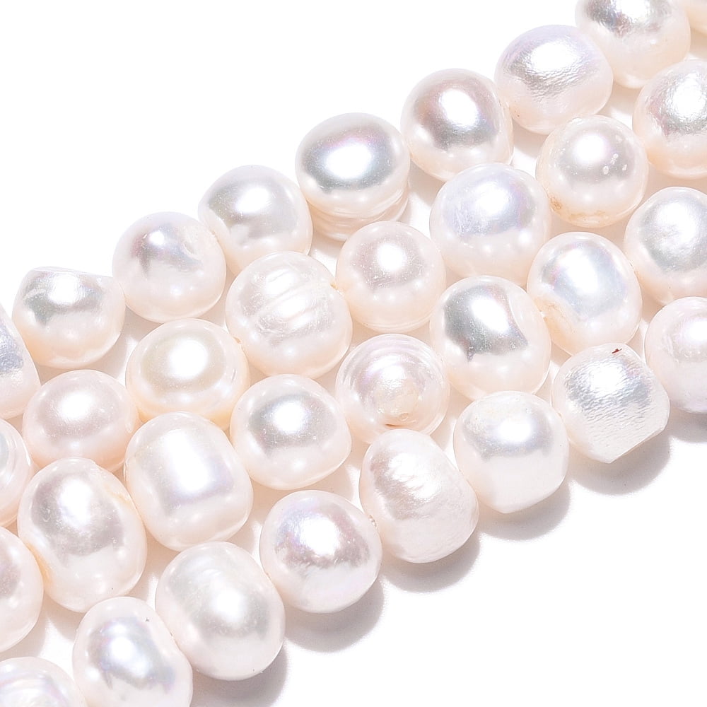 Natural Cultured Freshwater Pearl Beads Strands Potato Creamy White 6~10x7~9mm Hole: 0.6mm about 23~24pcs/strand 6.69~6.89 inch(17~17.5cm)