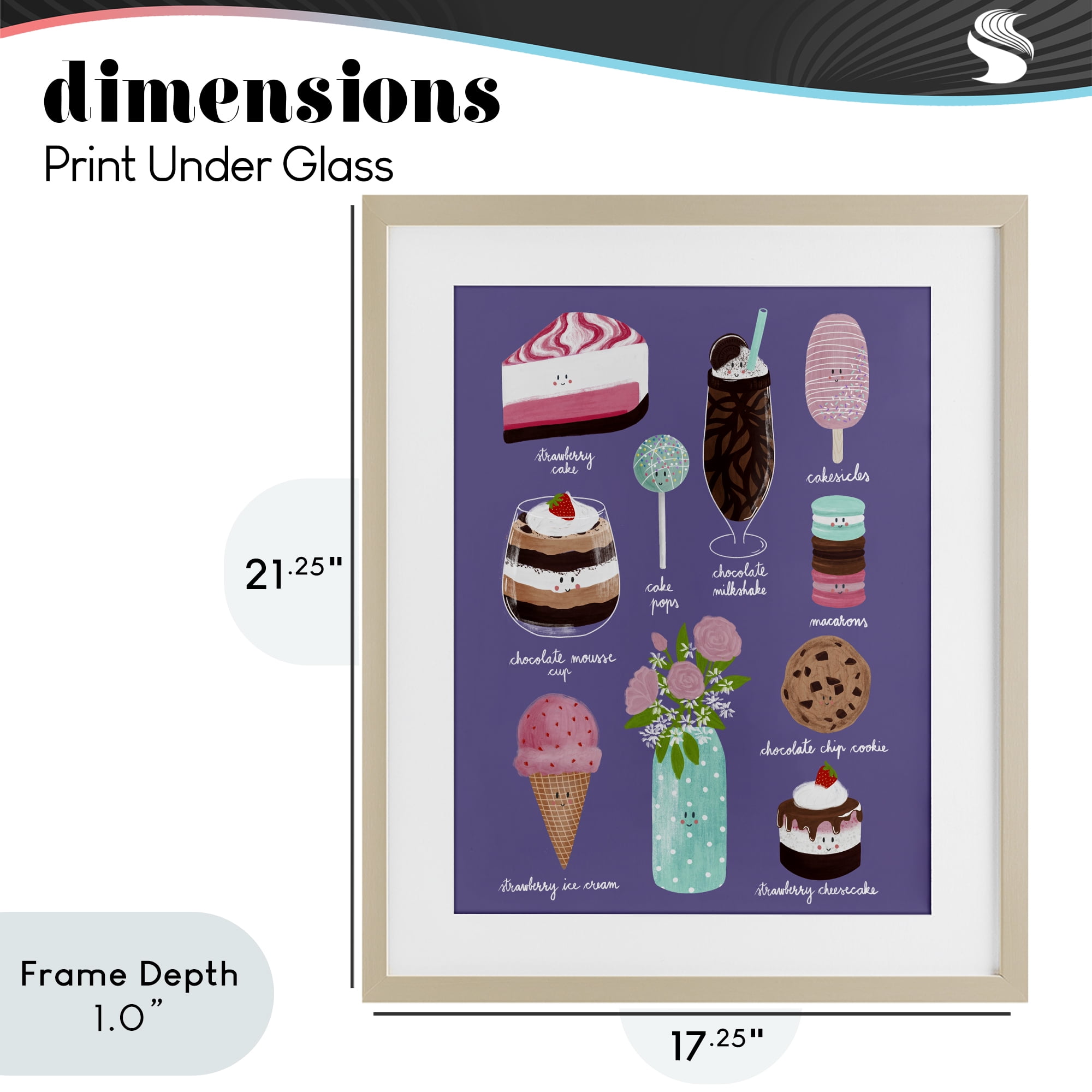 Stupell Industries Decadent Desserts & Flowers Birch Framed Print Under Glass, design by Metka Hiti