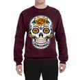 thumbnail image 2 of Wild Bobby Day Of The Dead Sugar Skull Pop Culture Unisex Crewneck Graphic Sweatshirt, Maroon, Small, 2 of 5