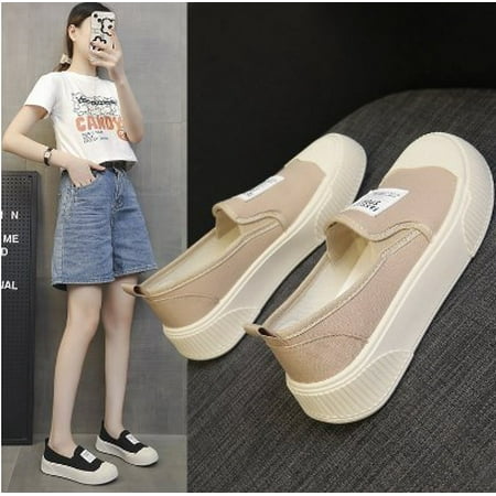 Women s Canvas Mesh Thick Bottom Shoes Cloud Slip Shoes One Stirrup Casual Shoes Board Shoes Running Shoes Foam Flat Shoes Biscuit Shoes Ultra-Comfy Breathable Sneakers