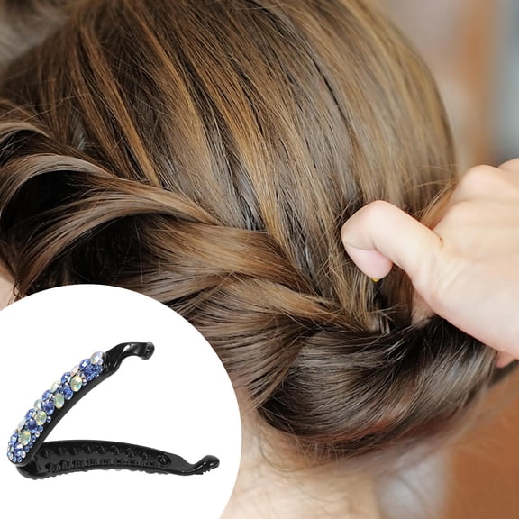 CTIRCHIU 2-Pack Rhinestone Hair Clips for Women, Banana Style, 0.9x1in, Perfect for School and Elegant Hairstyles