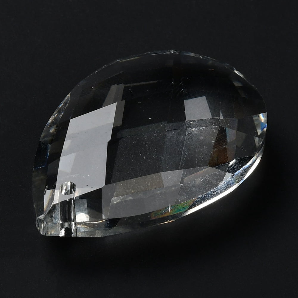 Glass Transparent Glass Pendants Faceted Teardrop for Chandelier Hanging Pendants Clear 36x24x11.5mm Hole: 1.6mm