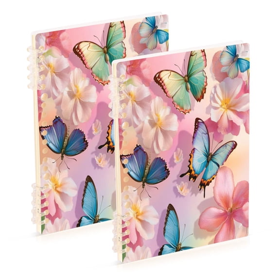 Notebook 8.3x5.7x0.4 Inch One Sizex1 Journey Note Diary Hardcover Notebook 60 Pages,80g Paper Writing Smooth and Not Easy to Break Light Pink Rainbow Butterfly