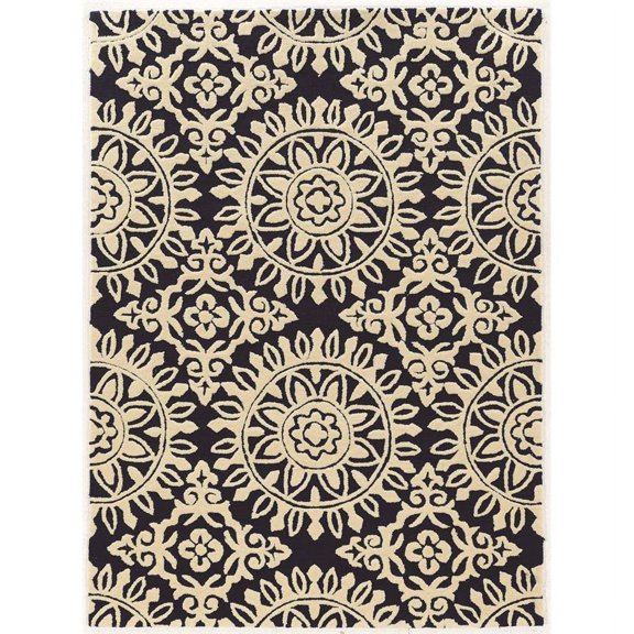 Riverbay Furniture 1'10" x 2'10" Hand Tufted Rug in Navy and Cream