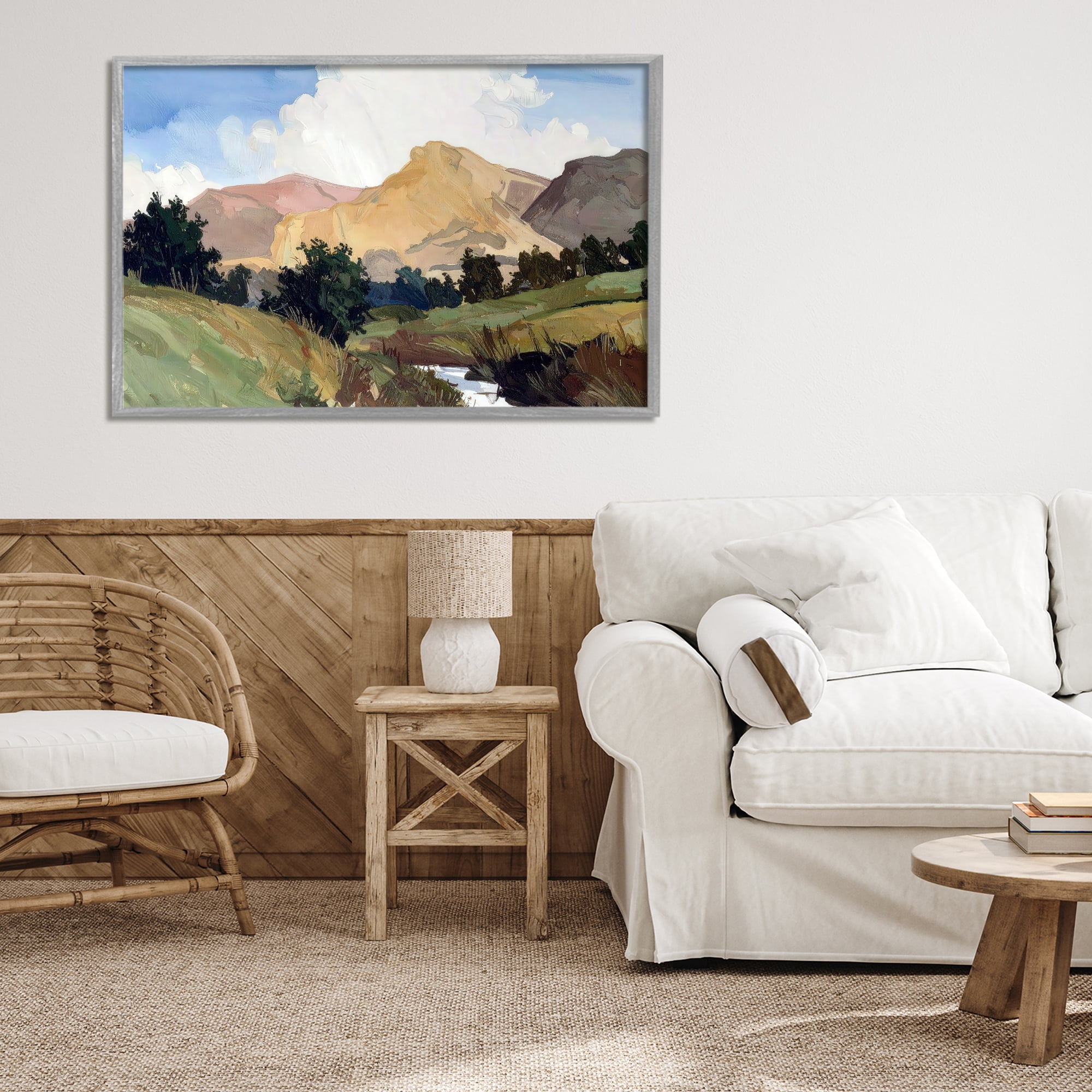 Stupell Industries River Mountain Divide Gray Framed Giclee Art, design by Alonza Saunders