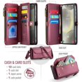 thumbnail image 2 of Estuche tipo Billetera Compatible con Samsung Galaxy S24 Plus Estuche para Teléfono con Bolsillo con Cremallera y Correa Magnética para el Hombro con Cierre a Presión de Cuero PU, 2 of 9
