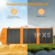 Solar Panel Charger 30W Portable Solar Panels with USB and TYPE-C Ports Waterproof Foldable Battery Charger for Phones,Ipad,Camera,Game-Suitable for Camping,Hiking,Backpacking