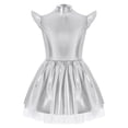 thumbnail image 3 of vastwit Robe 2 Pcs pour Filles Enfants Alien Manches Volantes Brillantes Iridescentes Robe Tutu à Volants avec Serre-Tête Argent 10, 3 of 6