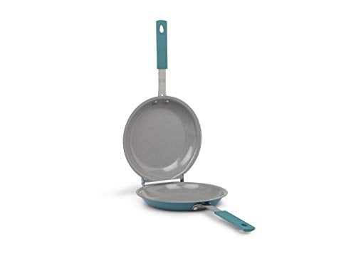 GOTHAM STEEL Nonstick Easy to Flip Fluffy, Perfect Omelets Pancake Pan, Double, Ocean Blue