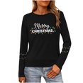 thumbnail image 2 of HOMBOM Womens Tops Long Sleeve Fashion Black Xmas Crewneck Reindeer Fall Blouse for Female Christmas, 2 of 9